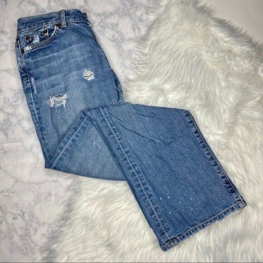 Lucky Brand Straight Leg Boyfriend Jeans Distressed Light Wash 26 Dungarees - Picture 7 of 12